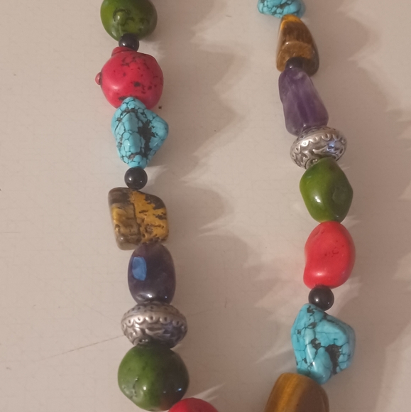 Unique handmade necklace with large silver pendant - Picture 2 of 5